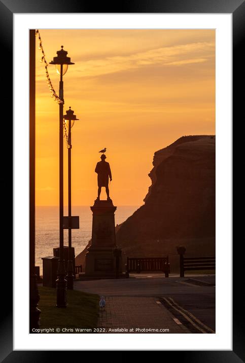 Captain Cook memorial Statue Whitby Yorkshire  Framed Mounted Print by Chris Warren