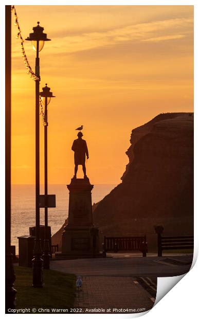 Captain Cook memorial Statue Whitby Yorkshire  Print by Chris Warren