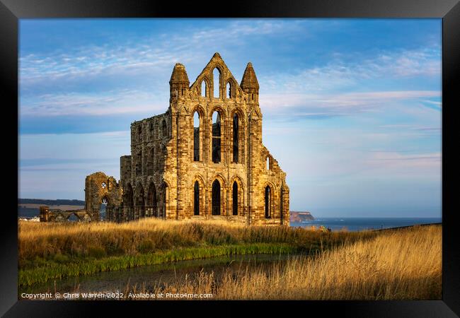 Whitby Abbey North Yorkshire early morning light Framed Print by Chris Warren