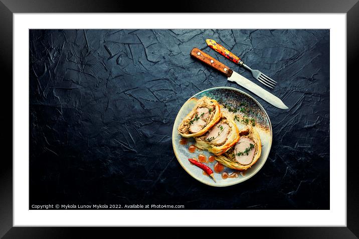 Baked wellington meat ,space for text Framed Mounted Print by Mykola Lunov Mykola