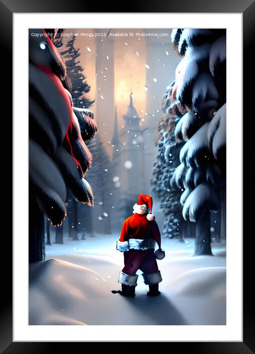 AI Santa in the snow Framed Mounted Print by Stephen Pimm