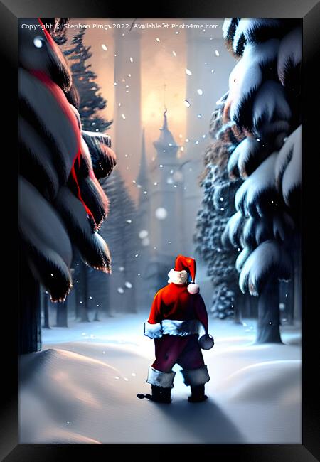 AI Santa in the snow Framed Print by Stephen Pimm