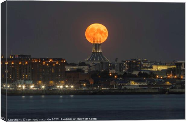 Sturgeon Moon over Liverpool  Cathedral Canvas Print by raymond mcbride