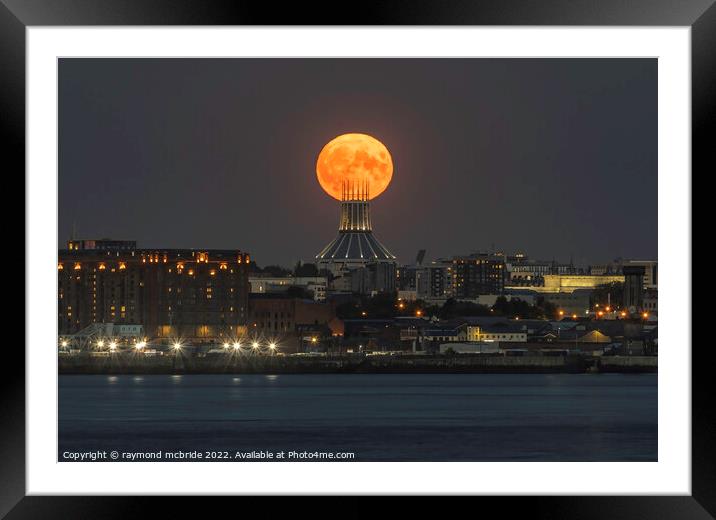 Sturgeon Moon over Liverpool  Cathedral Framed Mounted Print by raymond mcbride