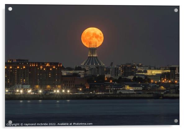 Sturgeon Moon over Liverpool  Cathedral Acrylic by raymond mcbride
