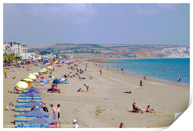 Sandown beach in August on the Isle of Wight. Print by john hill