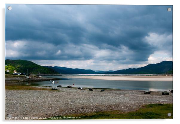 Mawddach Estuary and Barmouth Viaduct Acrylic by Linda Cooke