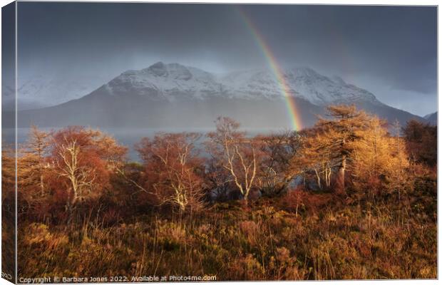 Glen Torridon, Liathach, Another Rainbow, Scotland Canvas Print by Barbara Jones