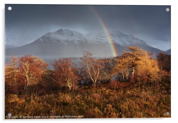 Glen Torridon, Liathach, Another Rainbow, Scotland Acrylic by Barbara Jones