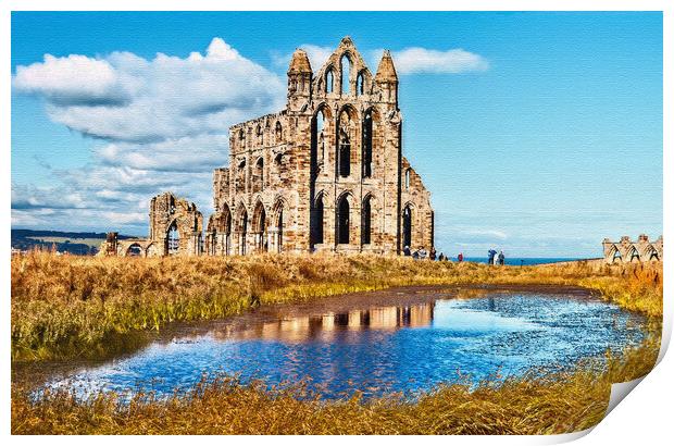 Whitby Abbey on a Sunny Day Print by Joyce Storey