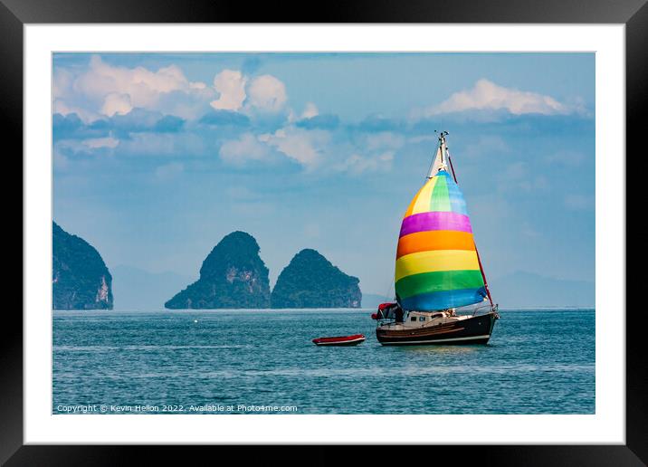 Sailing in Phang Nga Bay, Phuket, Thailand Framed Mounted Print by Kevin Hellon