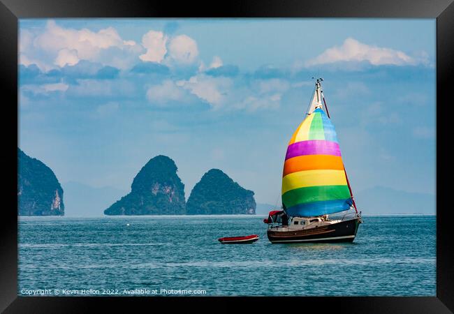 Sailing in Phang Nga Bay, Phuket, Thailand Framed Print by Kevin Hellon
