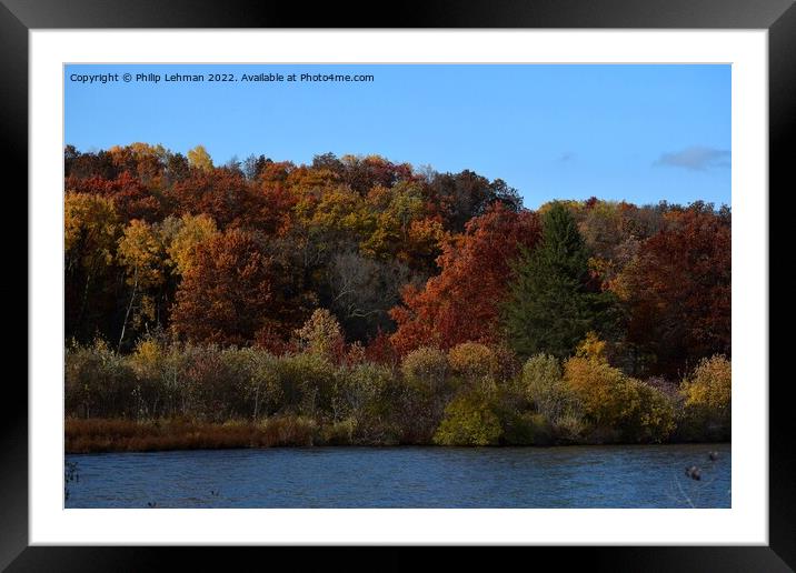 Yellowstone Lake Fall colors (30A) Framed Mounted Print by Philip Lehman