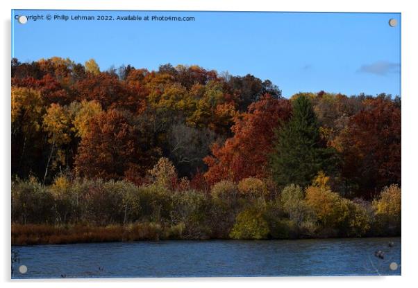 Yellowstone Lake Fall colors (30A) Acrylic by Philip Lehman