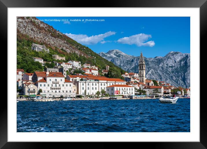 Perast waterfront on Bay of Kotor in Montenegro Framed Mounted Print by Angus McComiskey