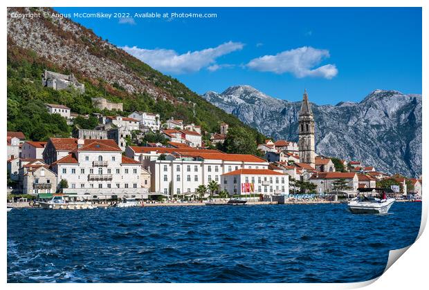 Perast waterfront on Bay of Kotor in Montenegro Print by Angus McComiskey