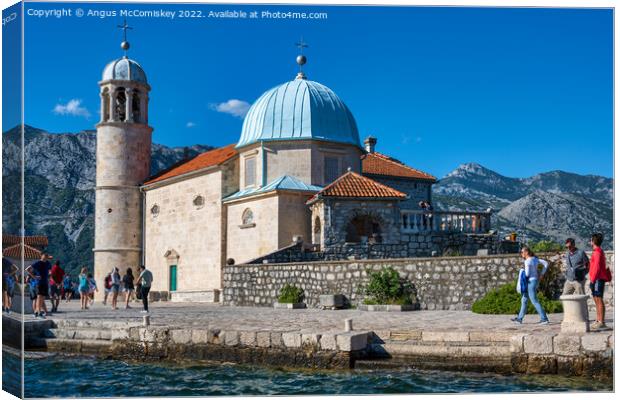 Arriving at Our Lady of the Rocks in Montenegro Canvas Print by Angus McComiskey