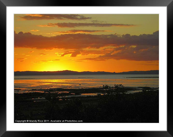 Thames NZ sunset Framed Mounted Print by Mandy Rice
