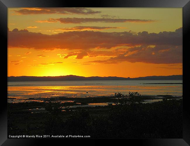 Thames NZ sunset Framed Print by Mandy Rice