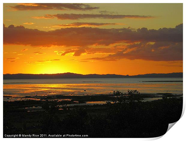 Thames NZ sunset Print by Mandy Rice