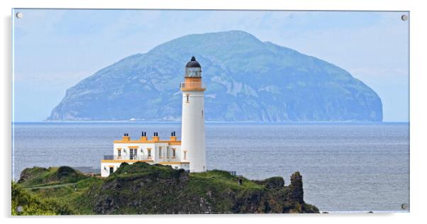Turnberry  lighthouse and Ailsa Craig Acrylic by Allan Durward Photography