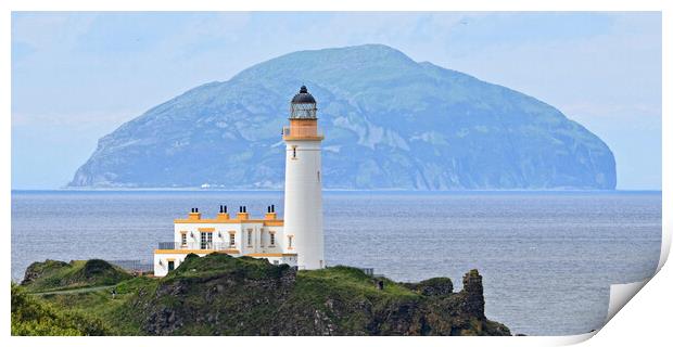Turnberry  lighthouse and Ailsa Craig Print by Allan Durward Photography