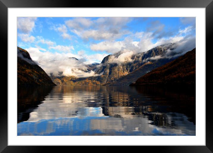 Aurlandsfjord Flam Norwegian Fjord Norway Scandinavia Framed Mounted Print by Andy Evans Photos