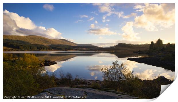 Loch Doon on an Autumn Afternoon Print by Ann Biddlecombe
