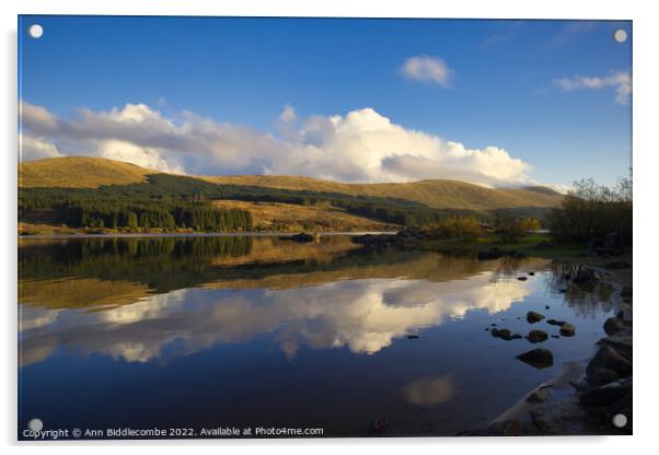 Reflections in Loch Doon Acrylic by Ann Biddlecombe