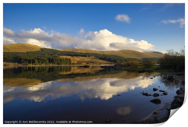 Reflections in Loch Doon Print by Ann Biddlecombe