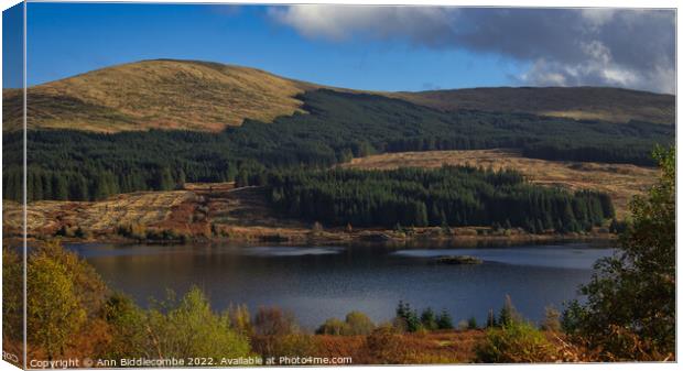 View Over Loch Doon in Ayrshire Scotland on a Autumn Afternoon Canvas Print by Ann Biddlecombe