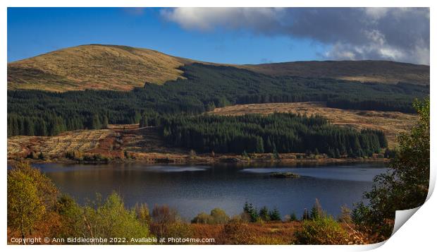 View Over Loch Doon in Ayrshire Scotland on a Autumn Afternoon Print by Ann Biddlecombe