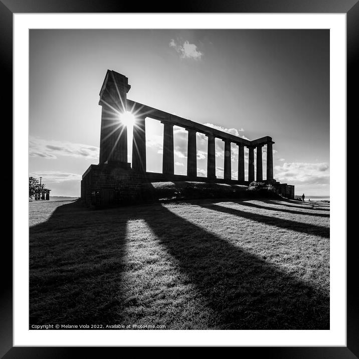 National Monument of Scotland, Calton Hill - Monochrome Framed Mounted Print by Melanie Viola