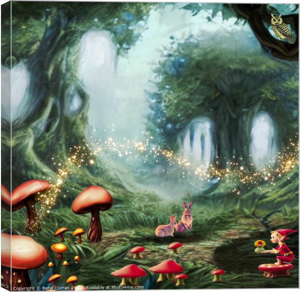 Enchanted Forest Gathering Canvas Print by Beryl Curran