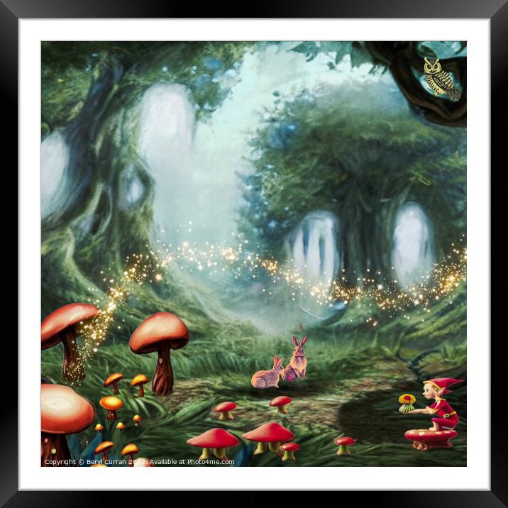 Enchanted Forest Gathering Framed Mounted Print by Beryl Curran