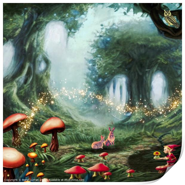 Enchanted Forest Gathering Print by Beryl Curran