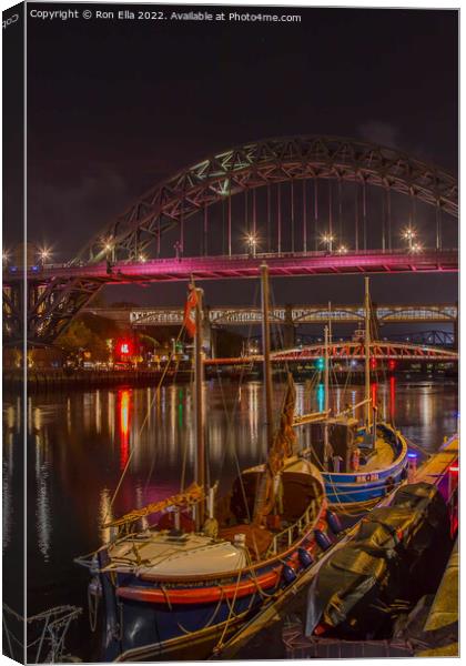 Iconic Tyne Bridge at Night Canvas Print by Ron Ella