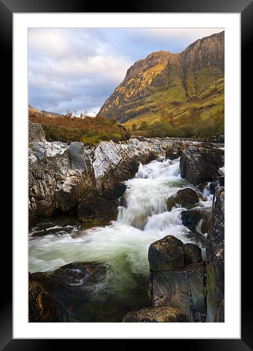 Aonach Dubh & Waterfall, Glencoe, Scotland Framed Mounted Print by Richard Nicholls