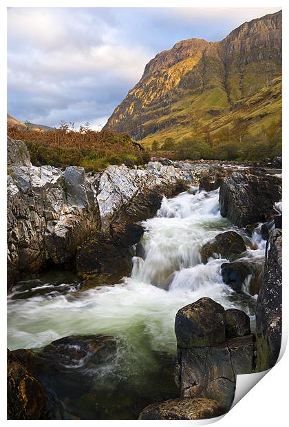 Aonach Dubh & Waterfall, Glencoe, Scotland Print by Richard Nicholls