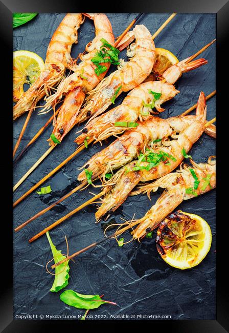 Cooked shrimp, seafood. Framed Print by Mykola Lunov Mykola