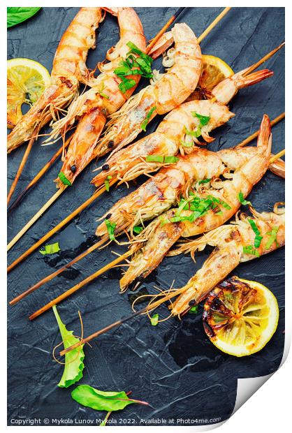 Cooked shrimp, seafood. Print by Mykola Lunov Mykola