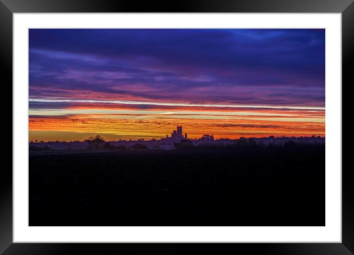 Dawn behind Ely Cathedral, 5th November 2022 Framed Mounted Print by Andrew Sharpe