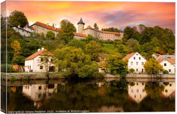 Small town and medieval castle Rozmberk nad Vltavou, Czech Republic. Canvas Print by Sergey Fedoskin