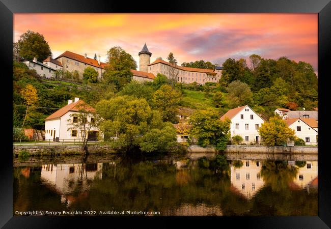 Small town and medieval castle Rozmberk nad Vltavou, Czech Republic. Framed Print by Sergey Fedoskin