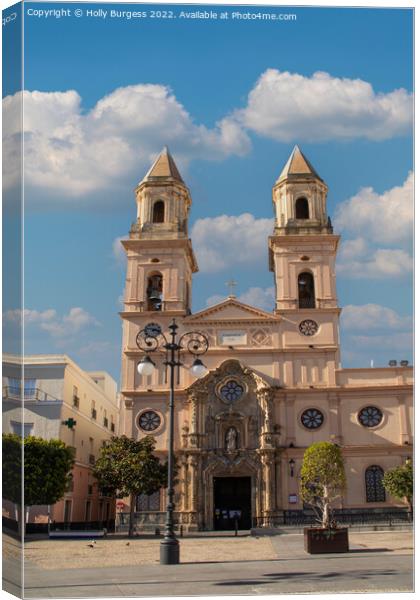 "Andalusian Splendour: Cádiz's Iconic Cathedral" Canvas Print by Holly Burgess