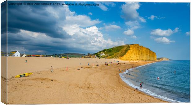 West Bay Beach And Cliff Canvas Print by RICHARD MOULT