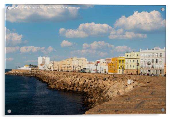 Cadiz's Coastal Charm: Architecture Meets Sea Acrylic by Holly Burgess