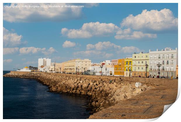 Cadiz's Coastal Charm: Architecture Meets Sea Print by Holly Burgess