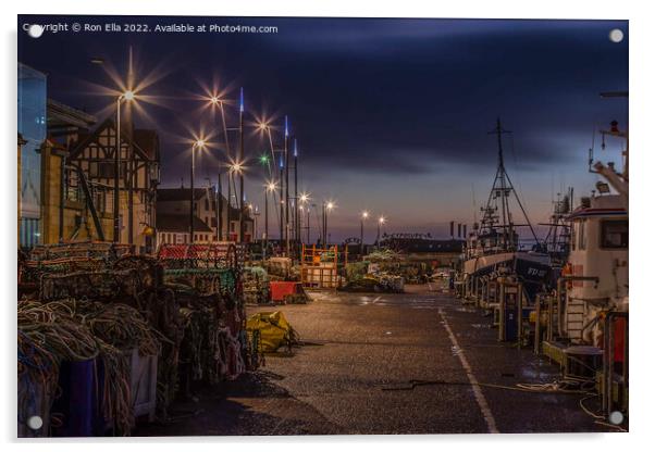 Dawn of the Fishing Boats Acrylic by Ron Ella