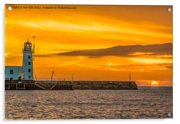 Scarborough Lighthouse at Sunrise Acrylic by Ron Ella